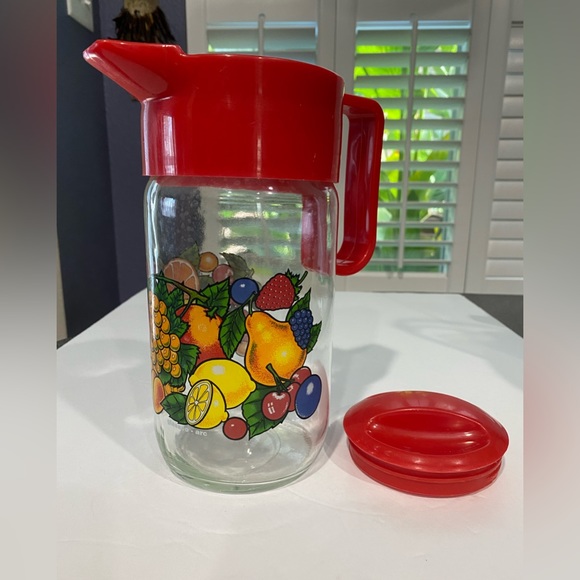 glasscoarc Kitchen Vintage 9s Juice Tea Pitcher Glass Jar With Lid